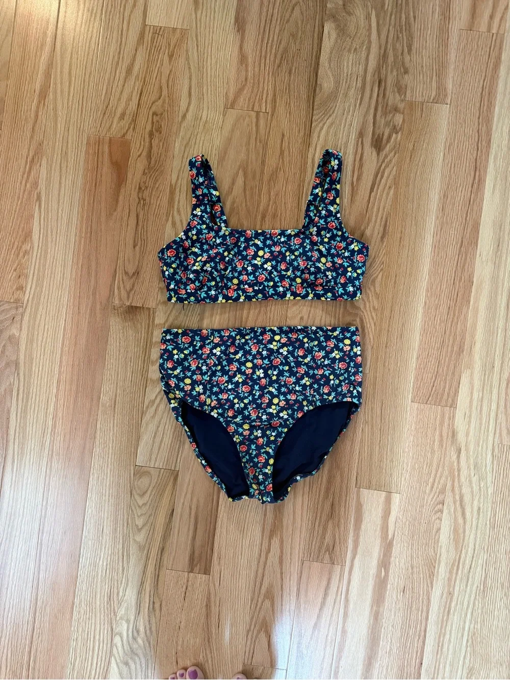 Lands' End Navy Ditsy Floral Two-Piece Swim Set - Picture 1 of 5
